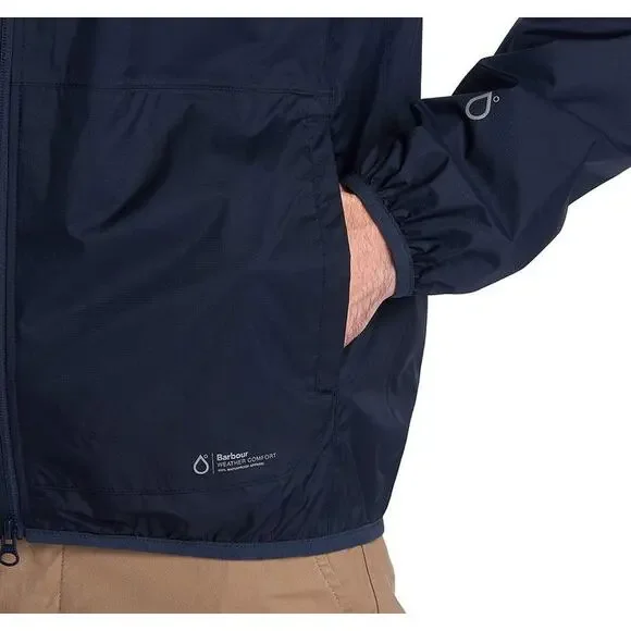 Barbour Grizedale Waterproof Hooded Rain Jacket Mens Large Navy Outdoors Hiking - Picture 2 of 12